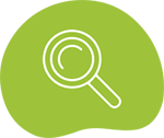 small magnifying glass icon on green background