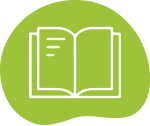 small book icon on green background