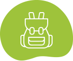 small backpack icon on green background